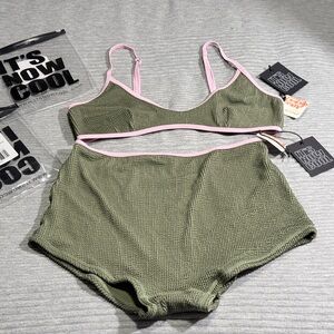 It's Now Cool x FP Green/Pink Swim The Outline Bralette and The Duo Shortie